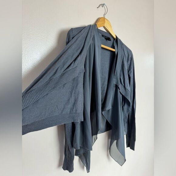 CLEARANCE! Gray Kenneth Cole Open Mixed Media Cardigan Size M EUC - Picture 3 of 5